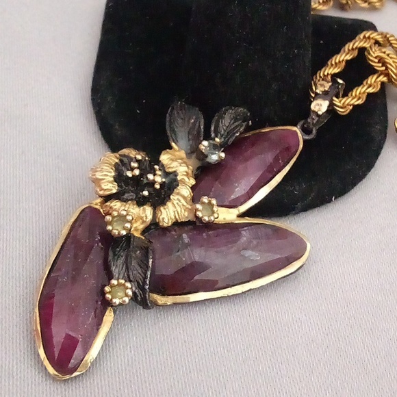 Big vintage custom made natural ruby cocktail pendant 💋 - Picture 4 of 7